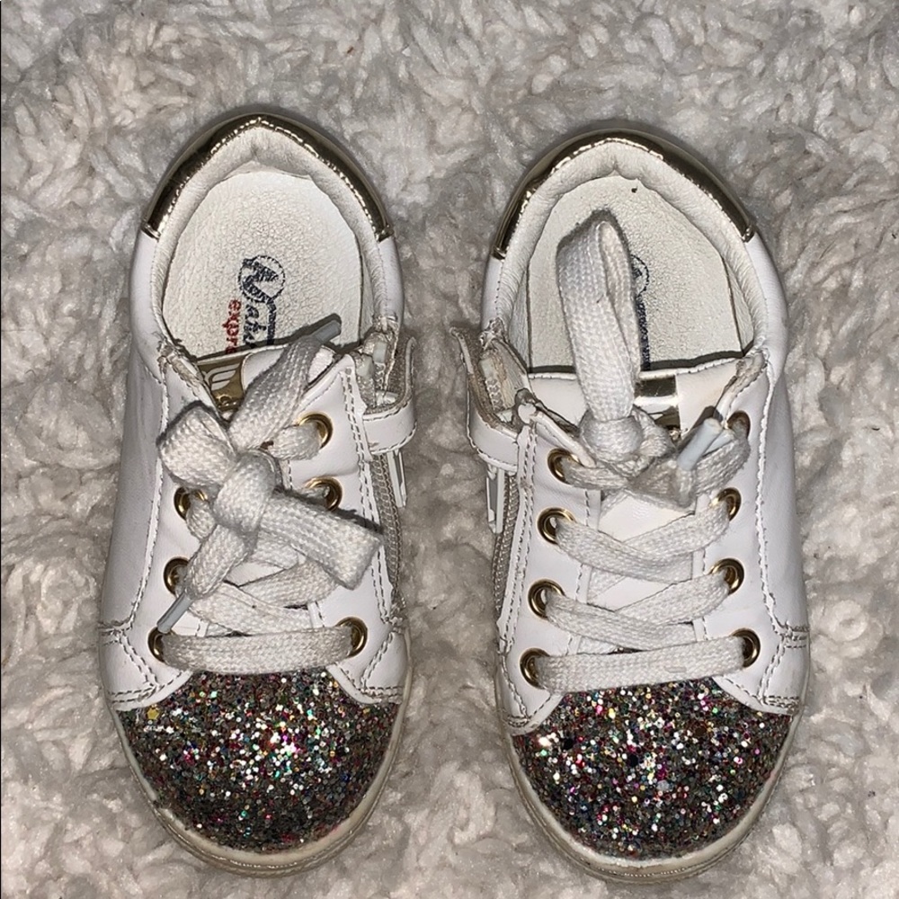 Sneakers- sparkly toe- lace up but zip side